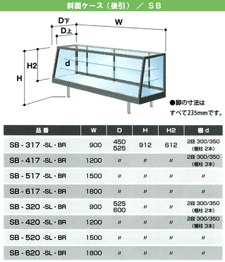 斜面ケース（後引）／ＳＢの寸法